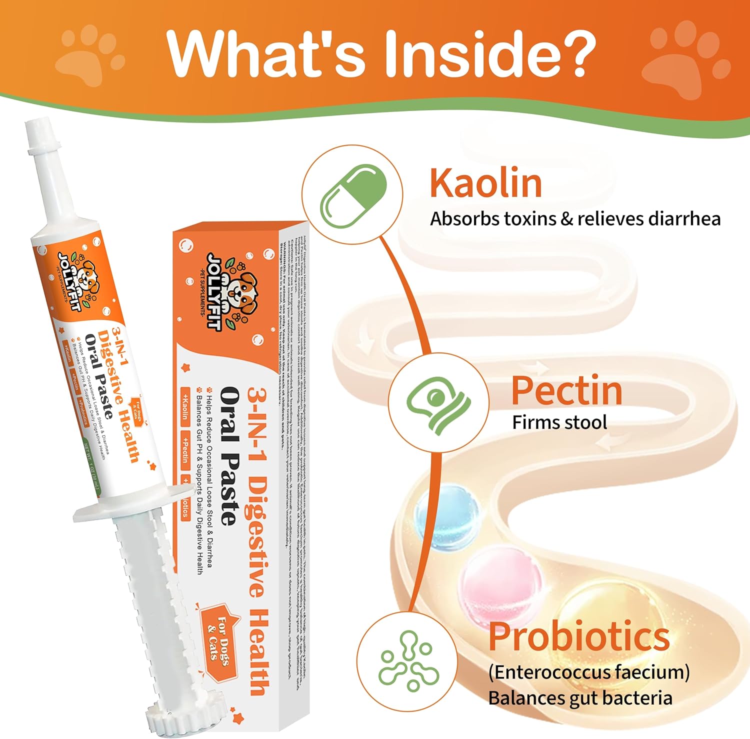 Jollyfit oral digestive gel syringe for cats close up view