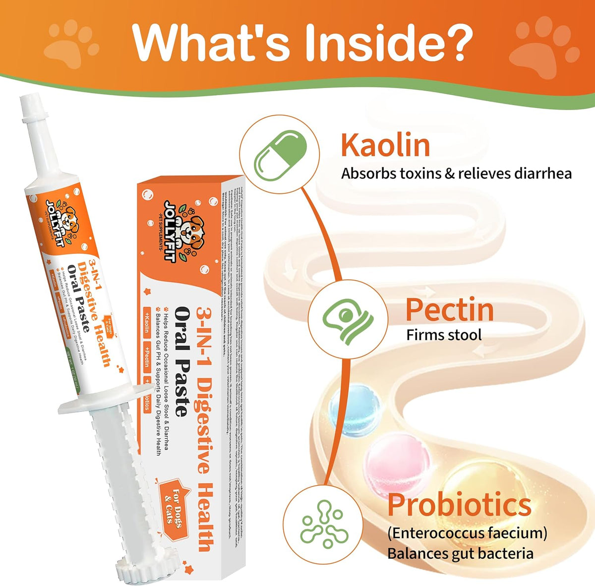 Jollyfit oral digestive gel syringe for cats close up view