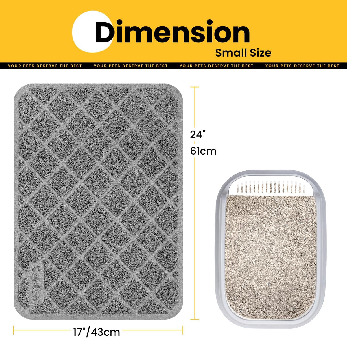 Conlun litter trapping mat placed next to a cat litter box.