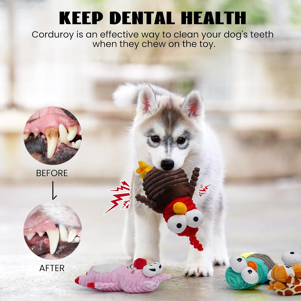 Nocciola imported pet squeaker toys showing the chew-resistant composite material.