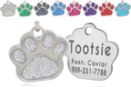 Laser Etched Stainless Steel Pet ID Tags Custom Personalized for Dog & Cat Paw Print Bone Round Tag (Glitter Pink) - Image 12