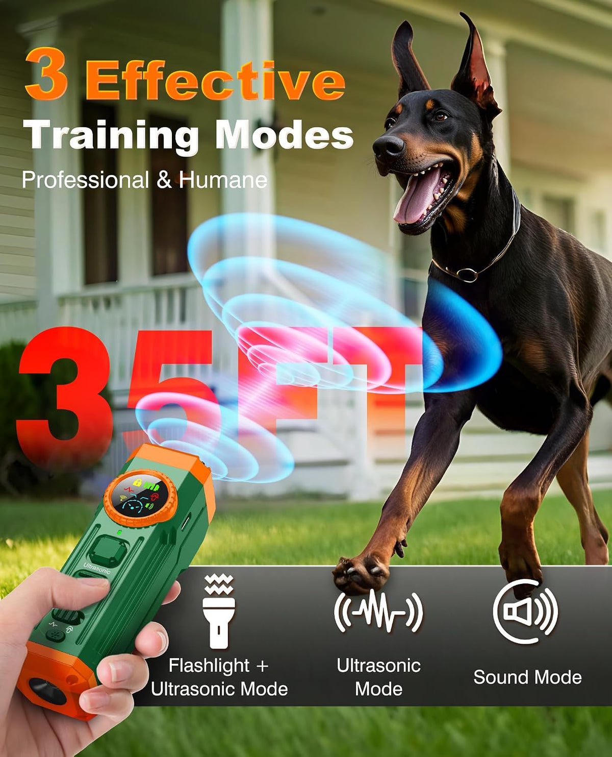 Fihuxoz ultrasonic dog bark deterrent with smart screen
