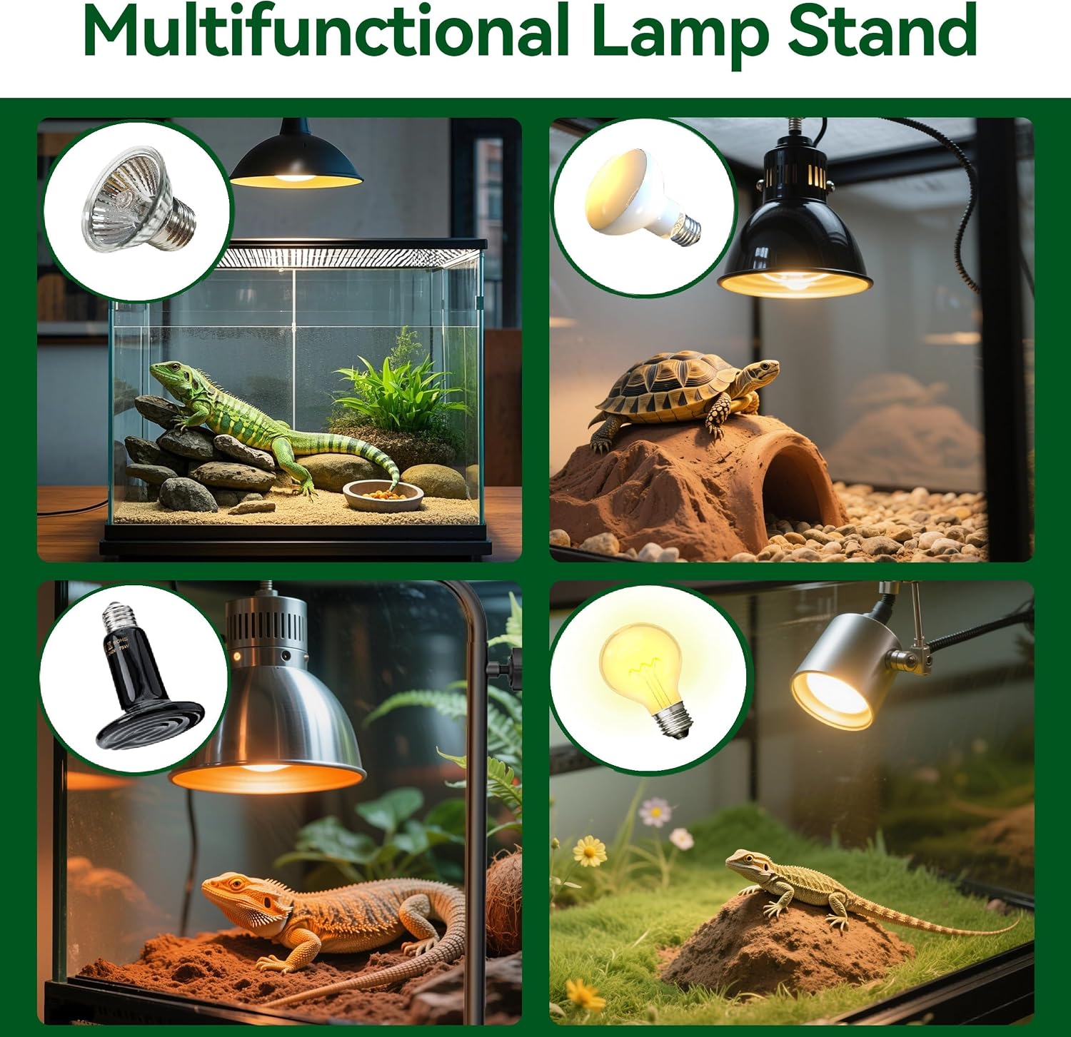Side view of Josmimic heavy base lighting fixture extended to thirty two inches over a turtle tank