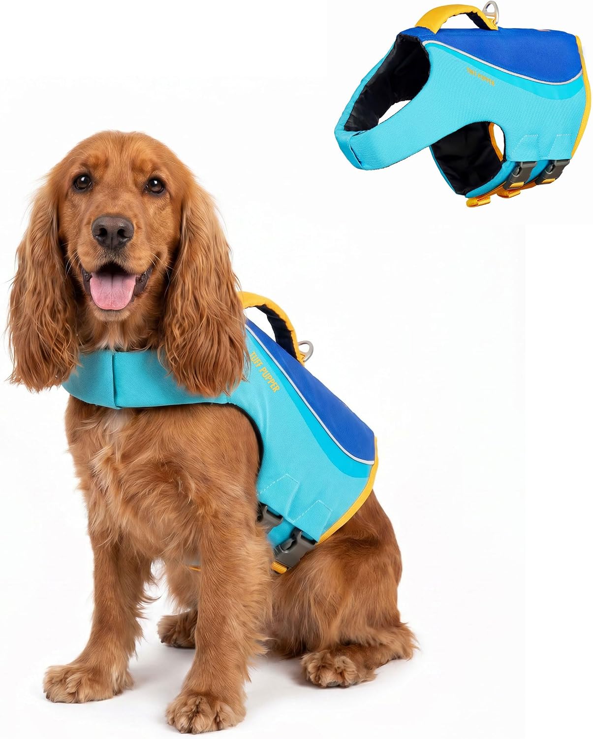Tuff Pupper Dog Life Jacket | High Buoyancy Dog Swim Vest with Rescue Handle | Adjustable Secure Fit | Reflective Safety Trim | Pet Flotation Jacket for Swimming Boating Kayaking (Blue/Yellow, XXS) - Image 11