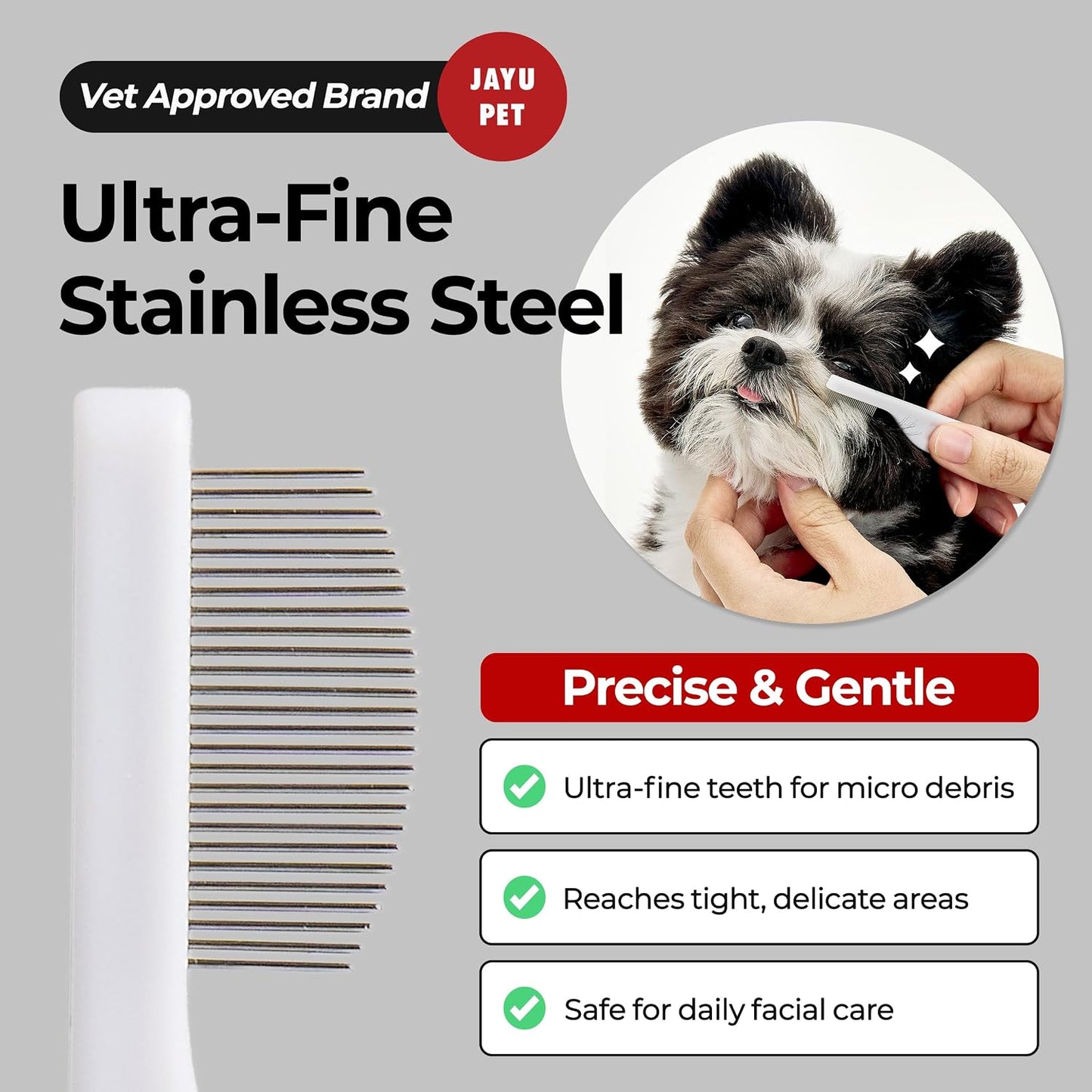 Jayu Pet pet grooming kit showing fine teeth design.