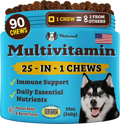 Natural Dog Company 25-in-1 multivitamin jar front view for dogs