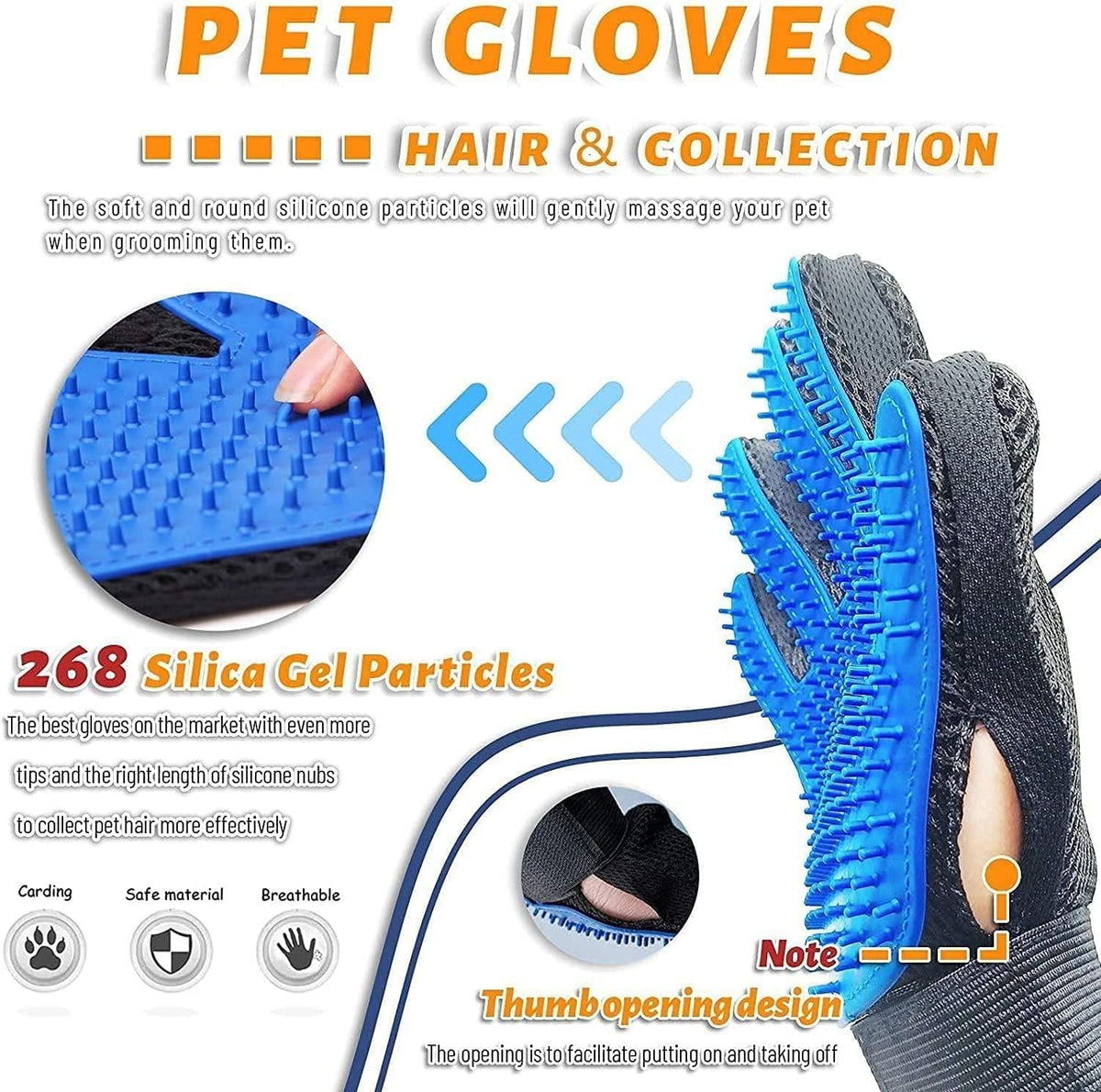 Starroad-Tim Pet Grooming Glove pair displayed on left and right hands