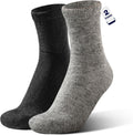 Rahhint Alpaca Wool Diabetic Socks front view showing grey and black crew knit pattern.