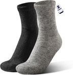 Rahhint Alpaca Wool Diabetic Socks front view showing grey and black crew knit pattern.