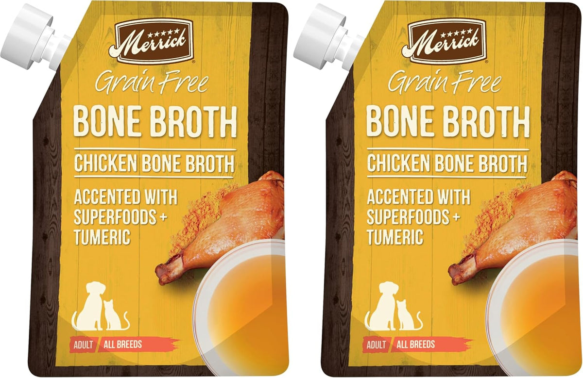Merrick Grain Free Bone Broth, Premium Human Grade And Gluten Free Dog And Cat Food Topper Pouches, Chicken - 7 oz. Pouch - Image 12