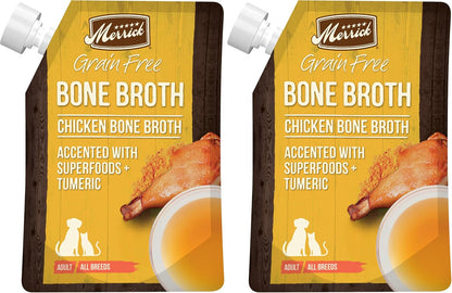 Merrick Grain Free Bone Broth, Premium Human Grade And Gluten Free Dog And Cat Food Topper Pouches, Chicken - 16 oz. Pouch - Image 13