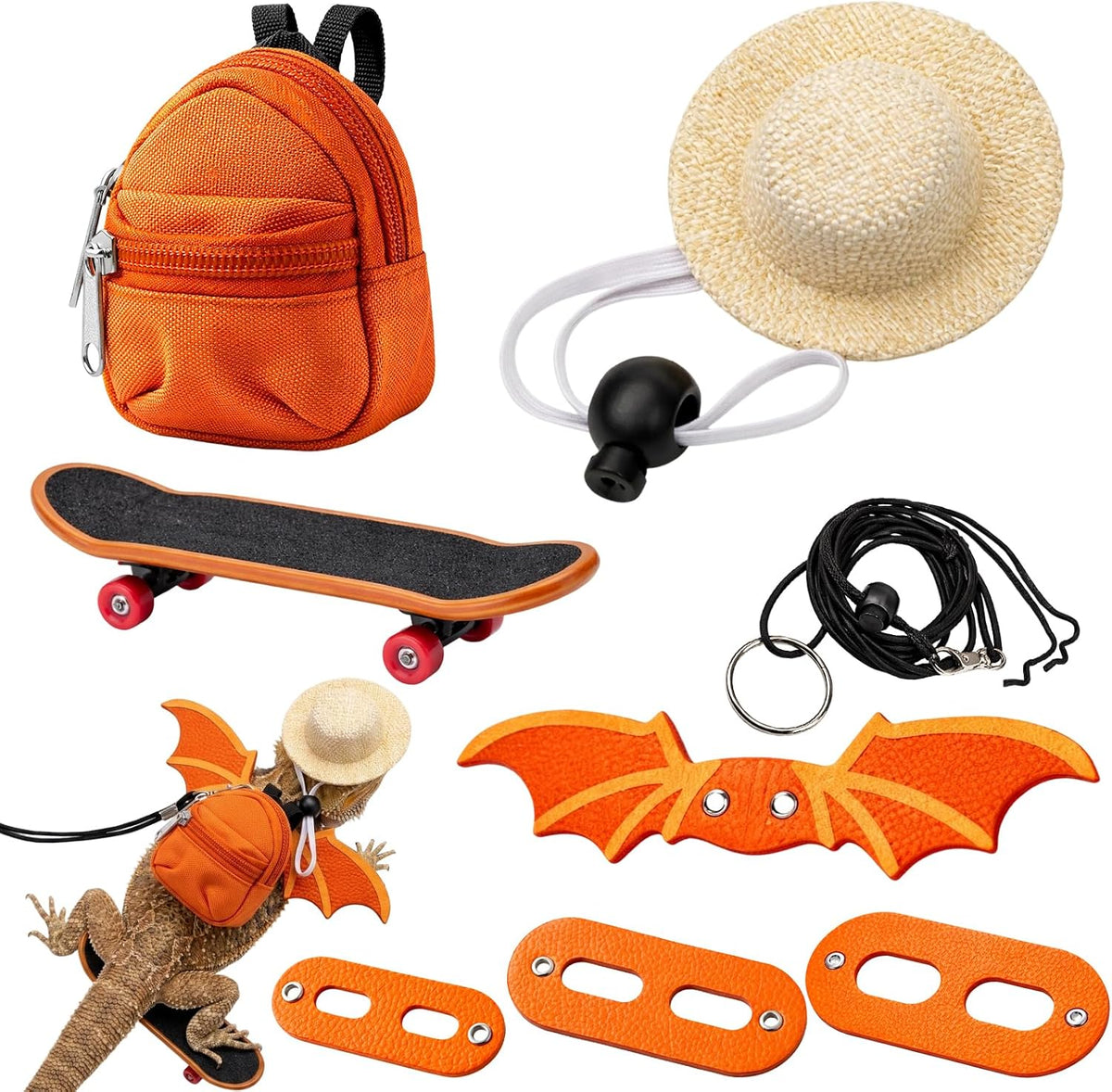 Kauvysaq bearded dragon clothes and leash set front view with adjustable harness.