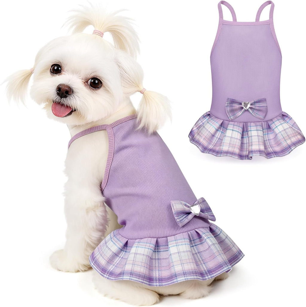 YUDODO Pet Dog Dress for Small Dogs Girl, Pet Summer Clothes with Bowtie, Stretchy Cute Puppy Skirt, Princess Dog Dress for Yorkie Chihuahua Maltese (S, Pink) - Image 11