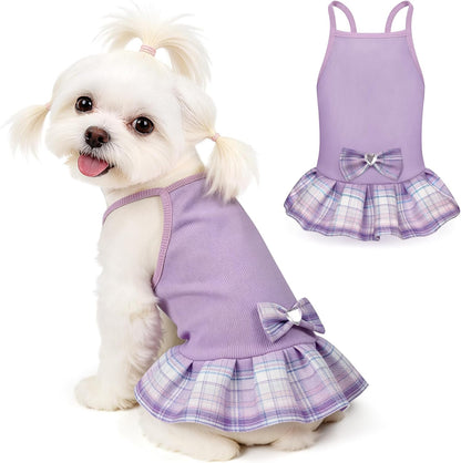 YUDODO Pet Dog Dress for Small Dogs Girl, Pet Summer Clothes with Bowtie, Stretchy Cute Puppy Skirt, Princess Dog Dress for Yorkie Chihuahua Maltese (S, Pink) - Image 11