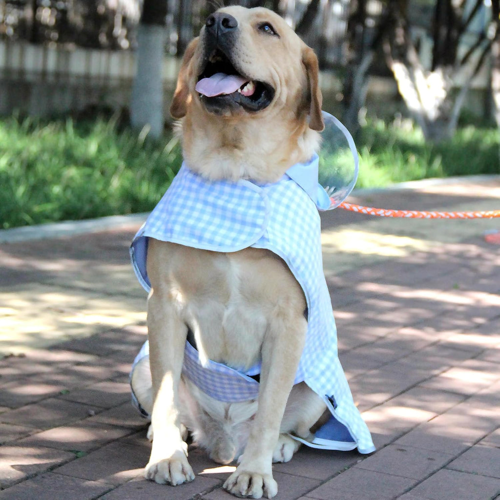 MAMORE Dog Raincoat Reversible,Waterproof Dog Rain Coat Hooded Slicker Poncho with Reflective Strip, Plaid Double Layer Rain Jacket for Small Medium Large Dogs (Light Blue, X-Small(4-9lb)) - Image 9