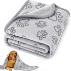 PEASUG premium soft dog blanket grey front view spread on a sofa