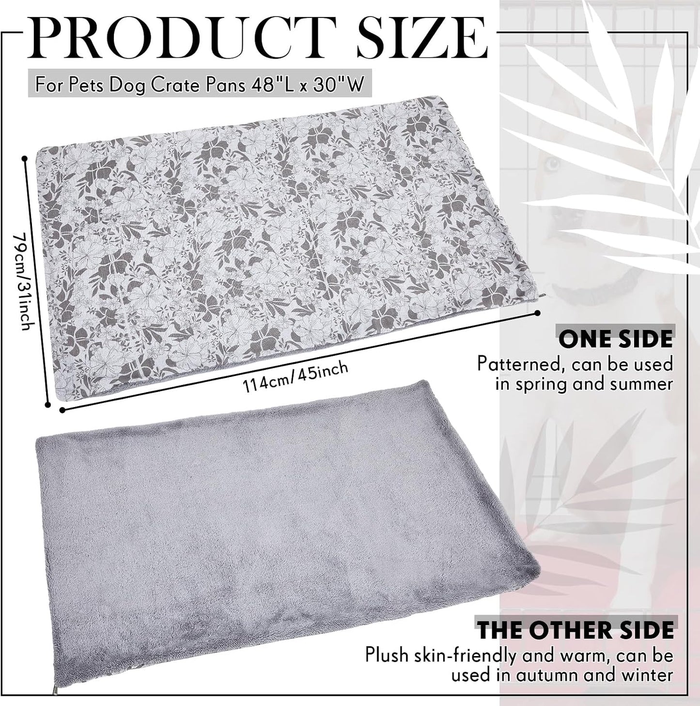 VitalCozy reversible dog bed liner showing soft cotton plush reverse texture