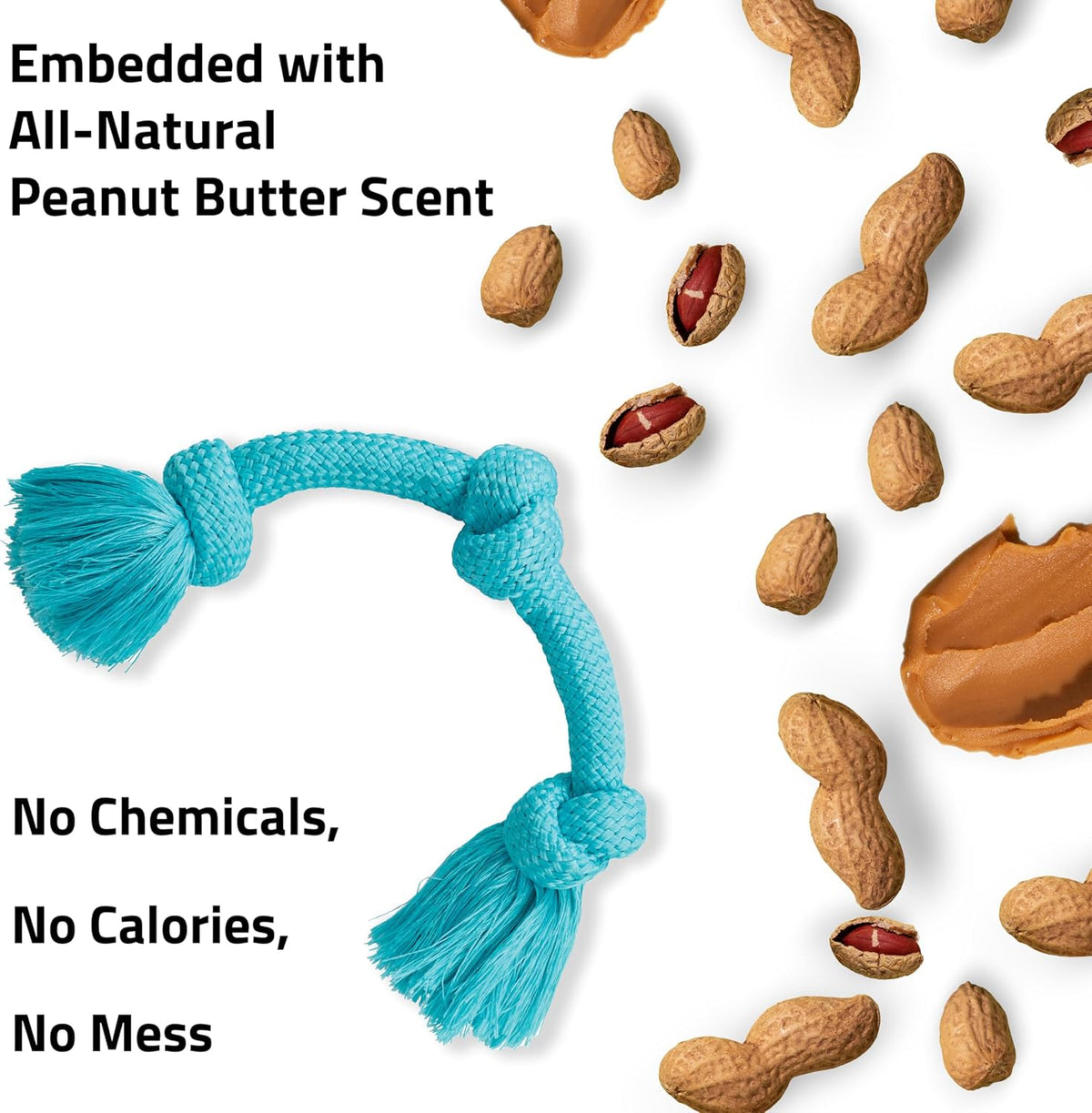 Playology Jumbo dog rope toy packaging detailing the non-toxic and dishwasher safe features.