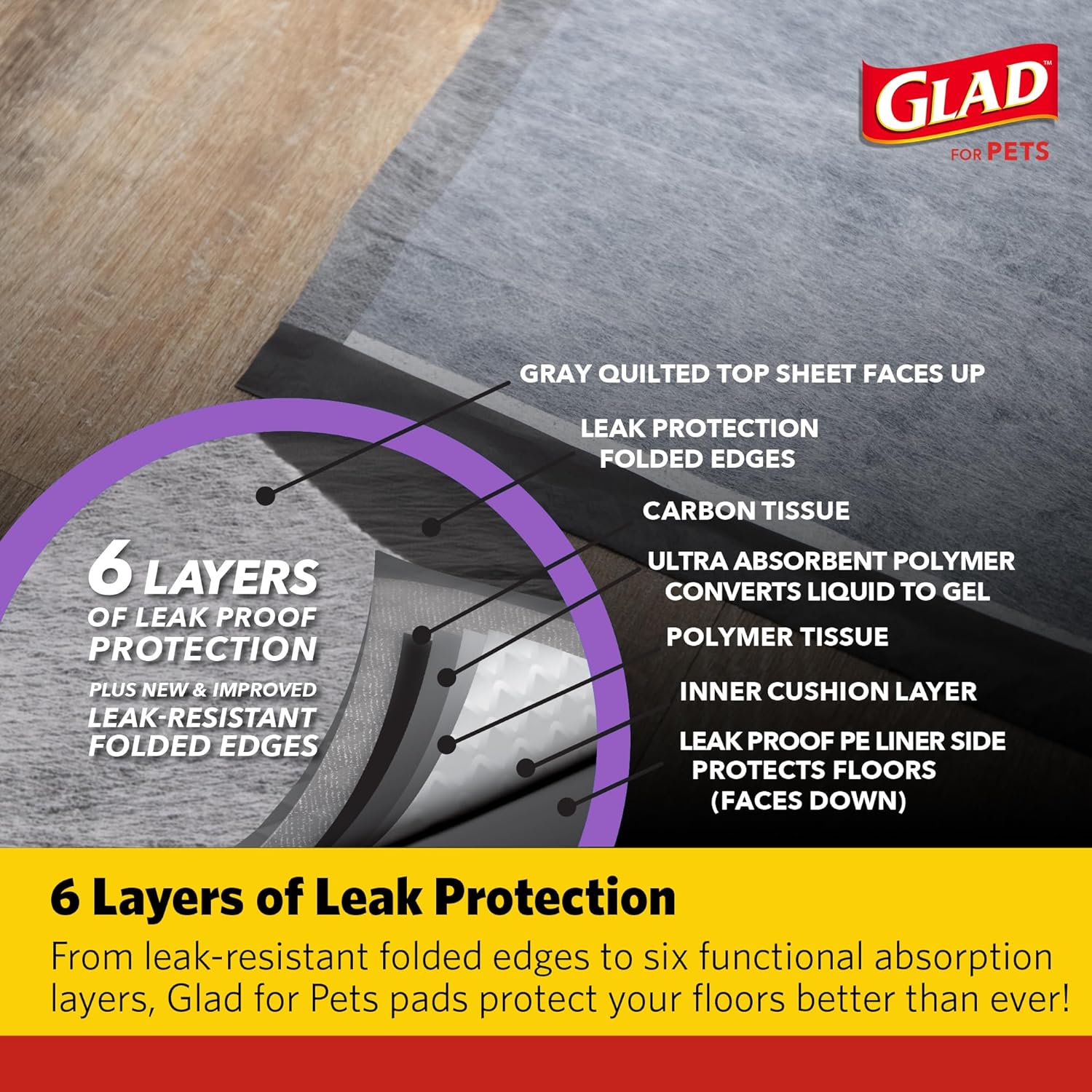 Super absorbent leak proof overnight dog training pads close up