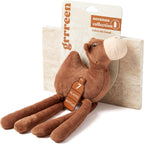 Small dog playing with sustainable plush elephant toy