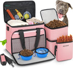 6 Set Dog Travel Bag, Large Pet Travel Kit for Supplies Includes 2 Food Containers, 1 Pet Organizer for Dogs, 2 Collapsible Bowls, 1 Treat Pouch, Dog Weekend Overnight Bag Luggage - Image 10