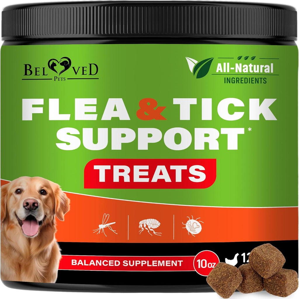 Beloved Pets Flea and Tick Prevention Chewable Pills front packaging view for dog oral care