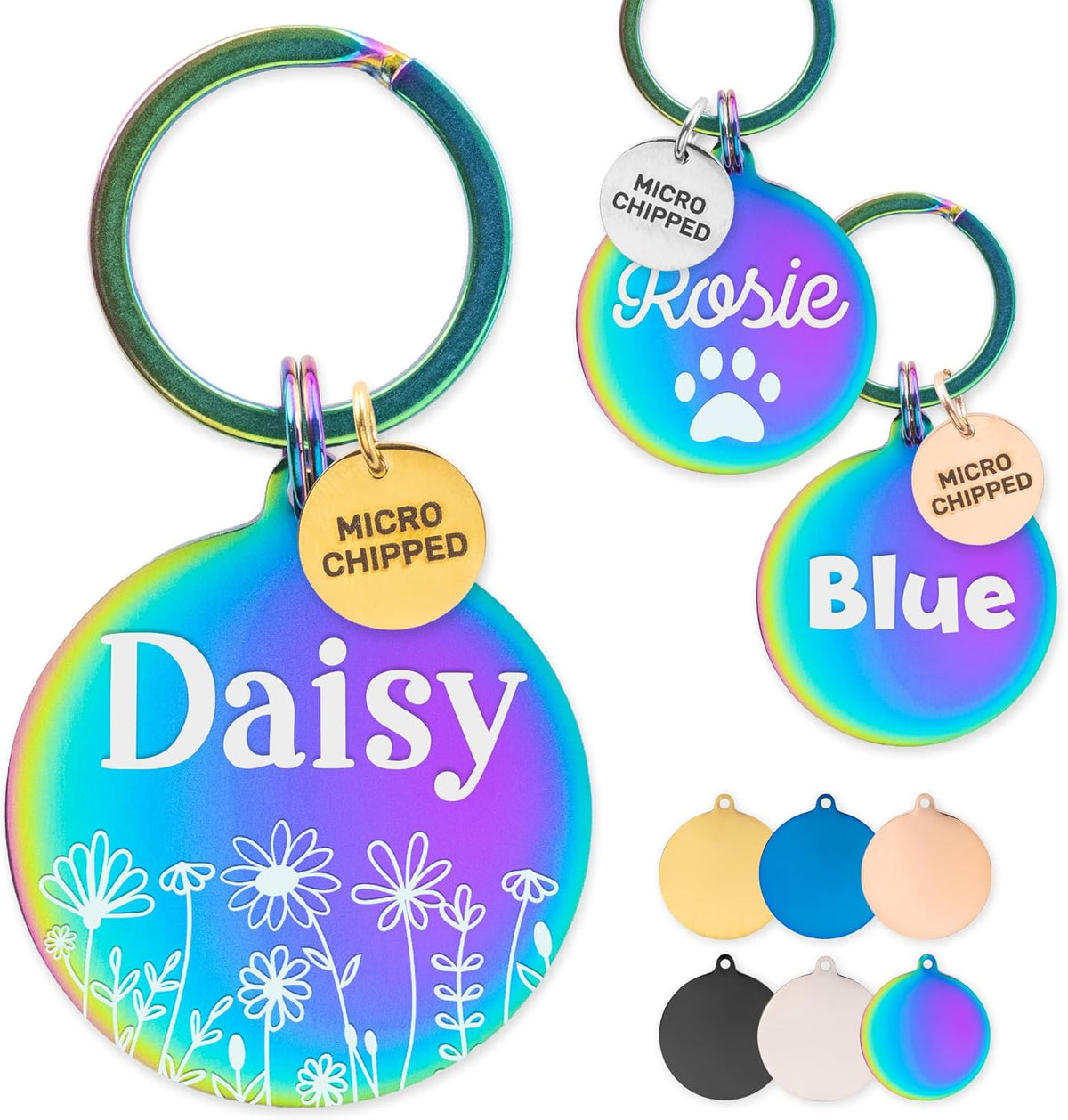 ExcelMark Pet ID Tags - Customized Dog and Cat Tags (Round, Gold) - Image 12