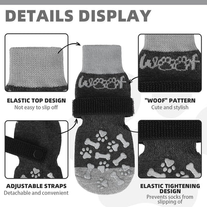Kooltail dog socks showing bone and paw print grip detail