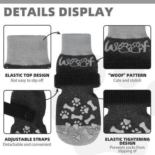 Kooltail dog socks showing bone and paw print grip detail