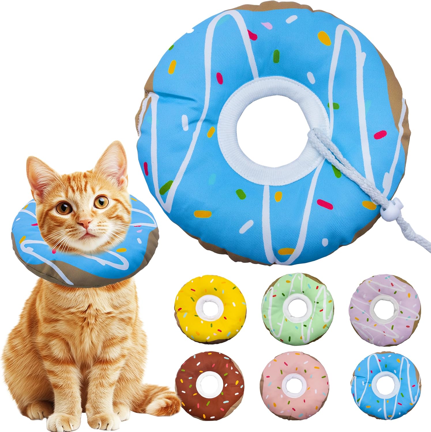 Seyezo Cat Cone Collar Soft, Adjustable Cat Recovery Collars Spay Cones to Stop Licking, Cute Donut E Collar After Surgery, Anti-Lick Recovery Elizabethan Collar for Kittens (Donut Pink, Small) - Image 15
