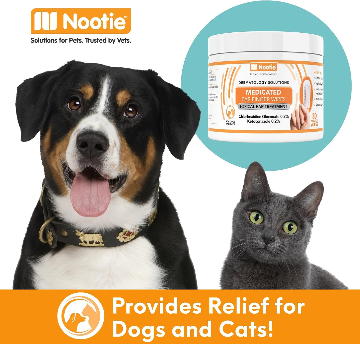 Authentic Nootie dermatology solutions ear wipes for itchy ears and odor removal.