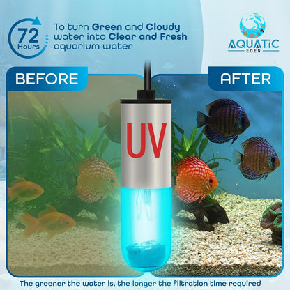 Aquatic Eden ultraviolet clarifier installed safely inside an aquarium sump filter chamber.