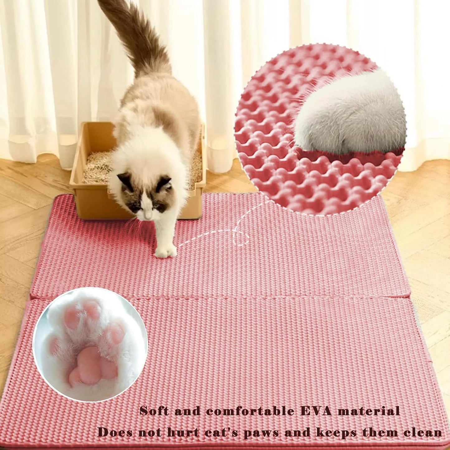 Waterproof and non-slip bottom layer of the HCY&WLD pet mat protecting floors.