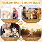 EliteSign dog care reminder chart mounted on a kitchen refrigerator using the magnetic backing.