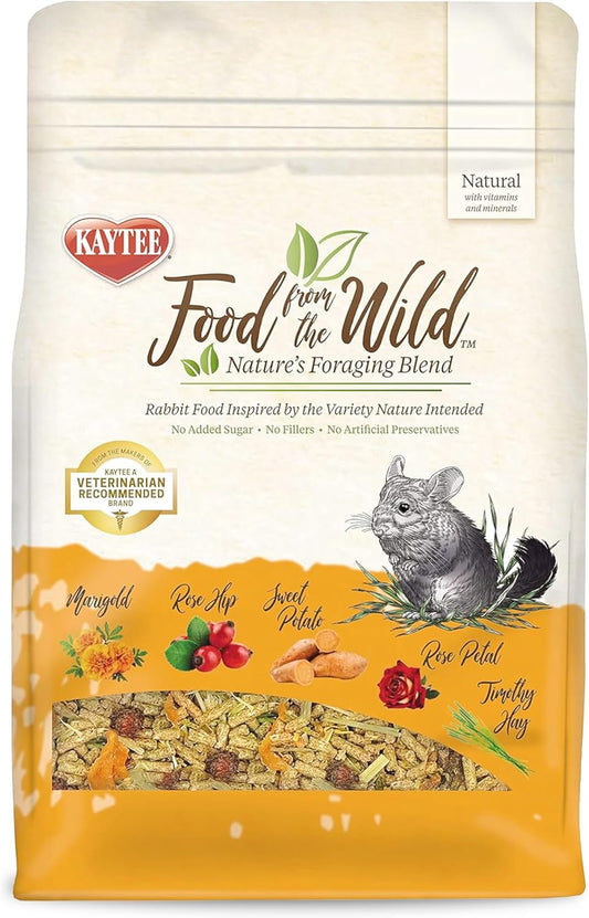 Kaytee Food From The Wild Chinchilla front view of 3 pounds bag.