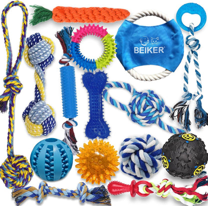 Beiker puppy teething chew toys fifteen pack front view showing variety bundle
