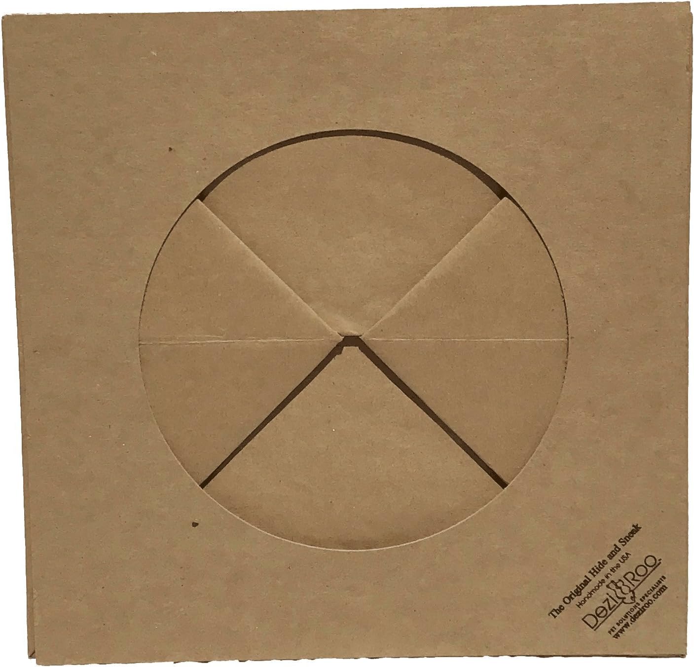 Veterinarian designed interactive paper cat toy tunnel opening showcasing the interior texture.