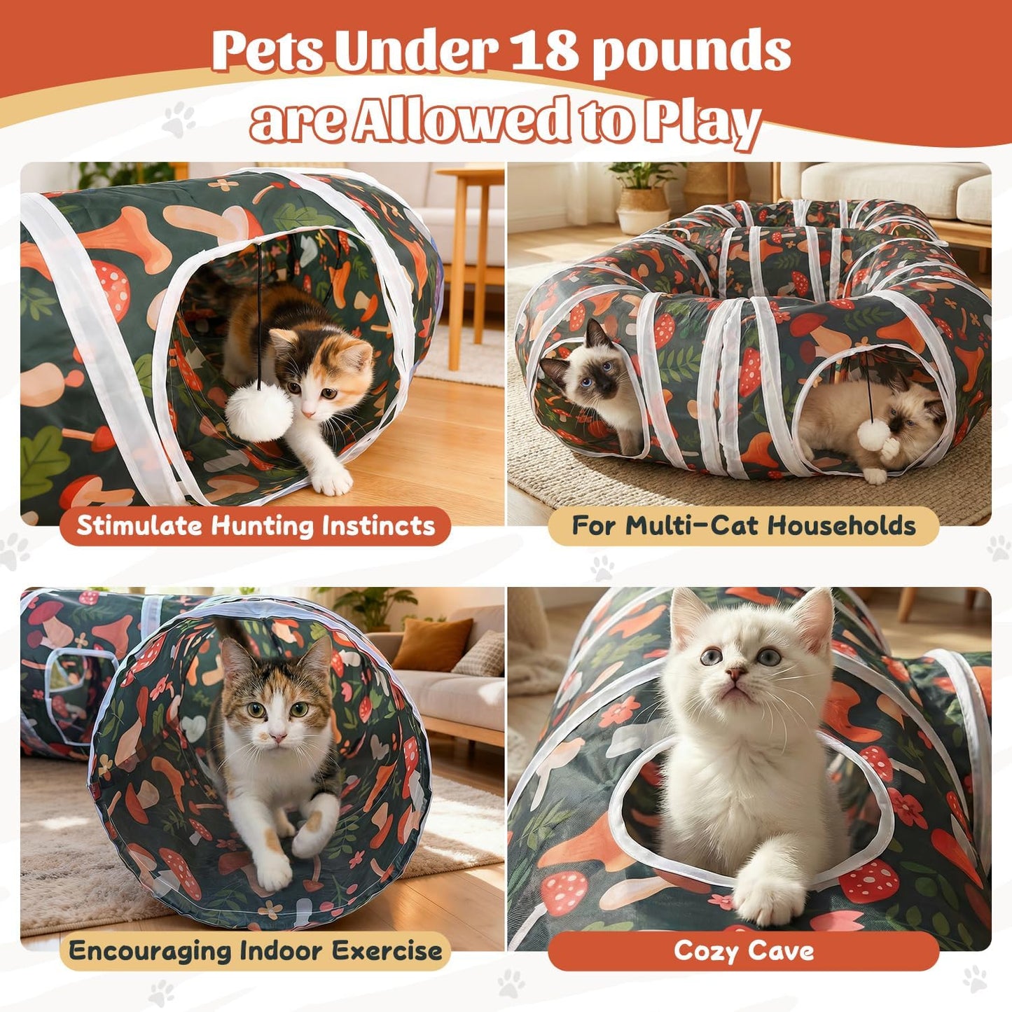 Tear resistant polyester fabric material details of the Cpvbobul cat play tunnel.