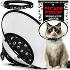 Cat Recovery Cone Kit Post Surgical Soft Pet Vest, Collar, and Non-Irritating Protection Cone for Cats - Comfortable Injury Care Solution (Black with White Paws, Medium) - Image 12
