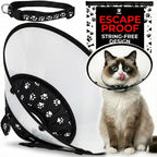 Cat Recovery Cone Kit Post Surgical Soft Pet Vest, Collar, and Non-Irritating Protection Cone for Cats - Comfortable Injury Care Solution (Black with White Paws, Small) - Image 11