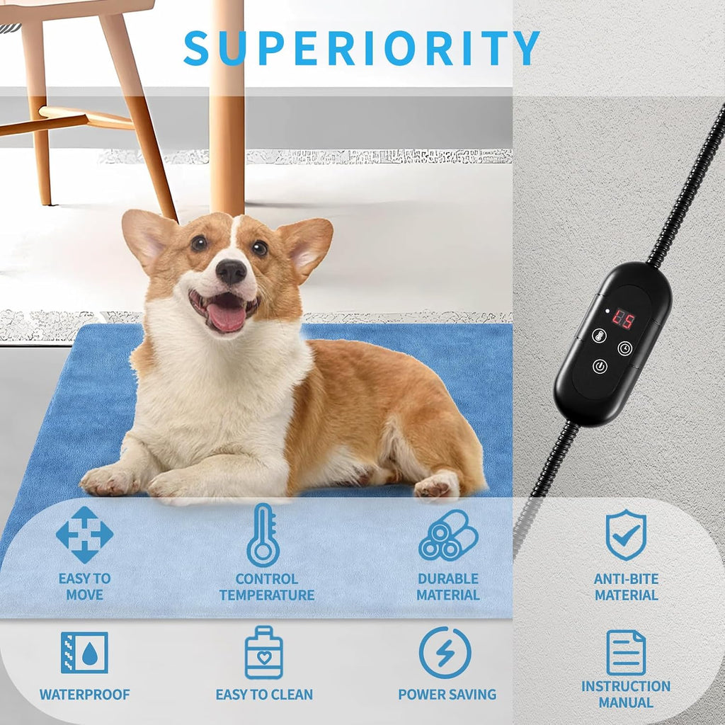 Digital timer and temperature controller close up for pet warming bed.