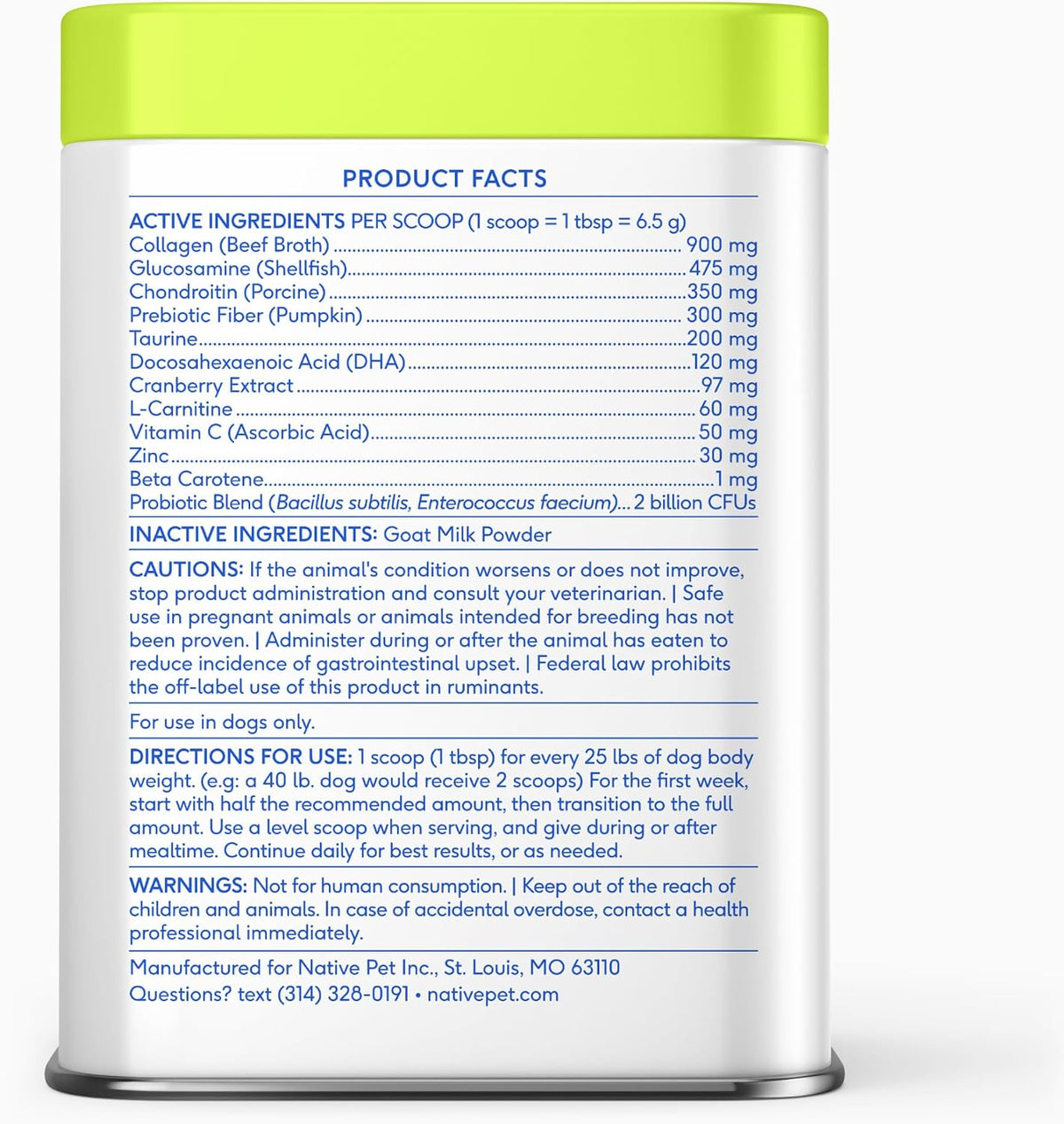 Native Pet The Daily Dog Vitamins & Supplements - 11-in-1 Multivitamin Powder for Dogs - Supports Whole Body Health, Digestion, Mobility & Immunity with Collagen, Glucosamine & Probiotics - 60 Scoops - Image 11