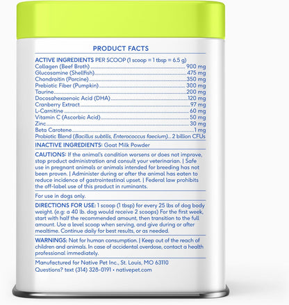 Native Pet The Daily Dog Vitamins & Supplements - 11-in-1 Multivitamin Powder for Dogs - Supports Whole Body Health, Digestion, Mobility & Immunity with Collagen, Glucosamine & Probiotics - 60 Scoops - Image 11