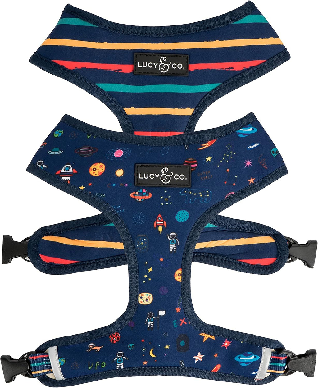 Lucy & Co. Reversible Dog Harness - Water-Repellent Neoprene, Dual-Print Design, Easy Swap Style, Adjustable Comfort Fit - Cheery Cherries Reversible Harness - Large - Image 9