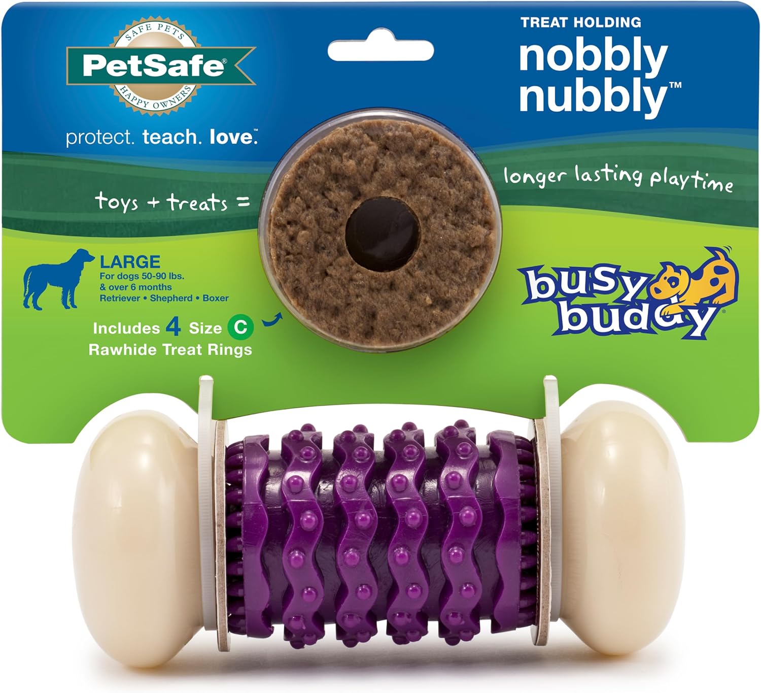 PetSafe Busy Buddy Bristle Bone Dog Chew Toy - Treat Holding Toothbrush Toy for Hard Chewers - Helps Keep Your Dog's Teeth Clean - Durable, Interactive - Purple, Medium - Image 9