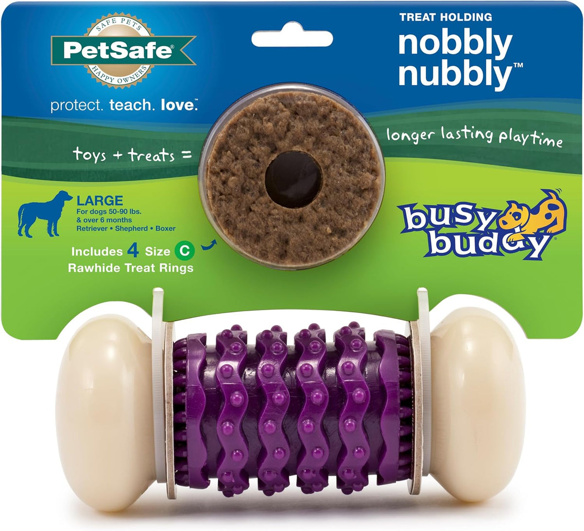 PetSafe Busy Buddy Bristle Bone Dog Chew Toy - Treat Holding Toothbrush Toy for Hard Chewers - Helps Keep Your Dog's Teeth Clean - Durable, Interactive - Purple, Medium - Image 9