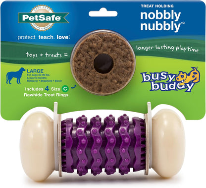 PetSafe Busy Buddy Bristle Bone Dog Chew Toy - Treat Holding Toothbrush Toy for Hard Chewers - Helps Keep Your Dog's Teeth Clean - Durable, Interactive - Purple, Medium - Image 9