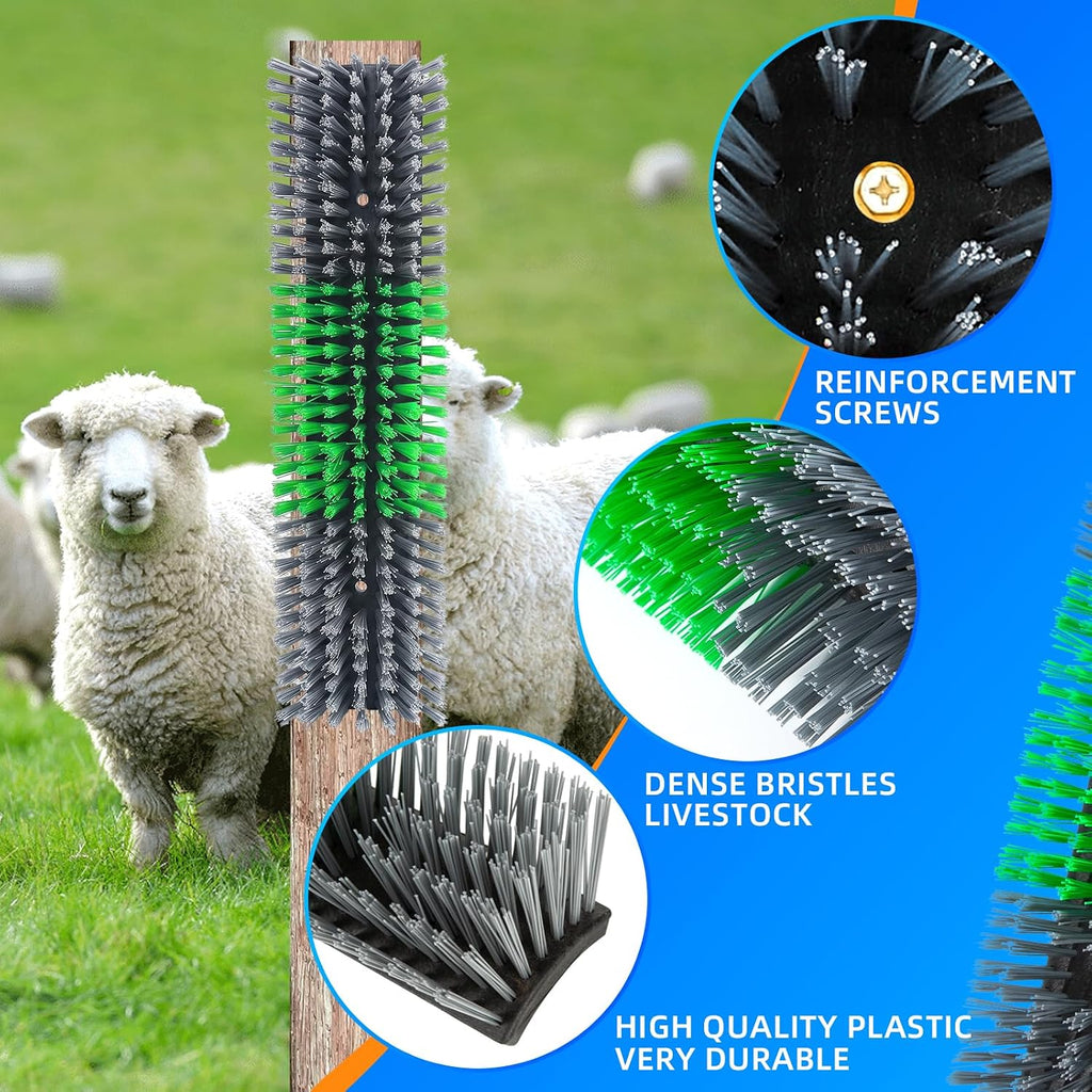 Two pieces of gray Rouisxue cow scratch brushes with mounting holes.