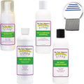 My Hair Helpers Complete Family Head Lice Treatment Kit front view showing all five bottles and comb.