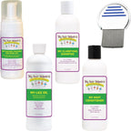 My Hair Helpers Complete Family Head Lice Treatment Kit front view showing all five bottles and comb.